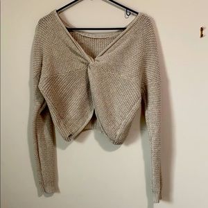 Hollister Cropped Cream Knit Sweater